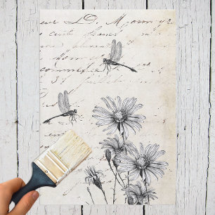 Papel De Seda Argumento francês de Decoupage do Dragão de Flor