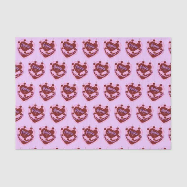 Papel De Seda Aries Zodiac Coquette Heart Cake (Frente )