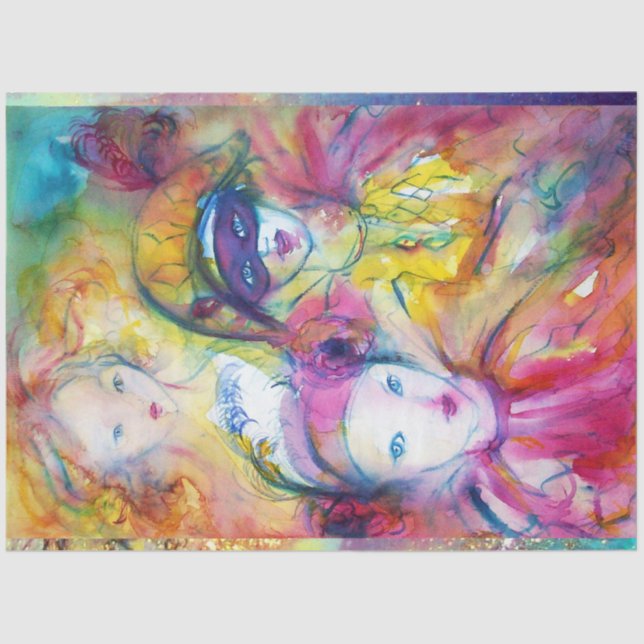 PAPEL DE SEDA ARLECCHINO,PIERO,COLOMBINA MASCARADA (Frente )