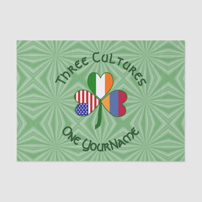 Papel De Seda Armênia Irlanda EUA Shamrock Flag Personalize (Frente )