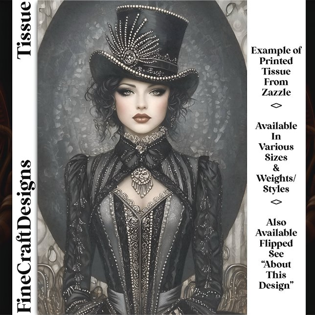 Papel De Seda Aro Decoupage DN7L Dama do Steampunk Sombrio (Criador carregado)