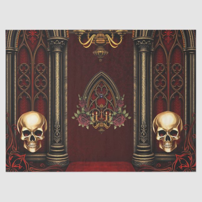 Papel De Seda Arqueiro Gótico com Skulls. (Frente )
