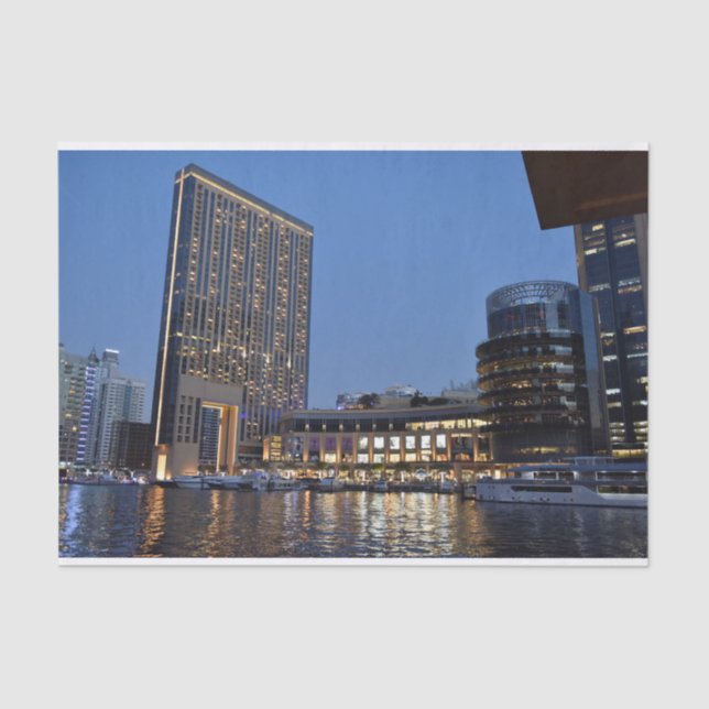 Papel De Seda Arquitetura de Dubai à noite (Frente )