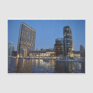 Papel De Seda Arranha-céus de hora azul em Dubai Marina