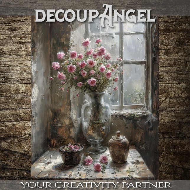 Papel De Seda Arranjo da janela Algodão Encantador - Decoupage - (Criador carregado)