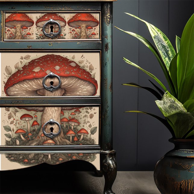 Papel De Seda Arranjo de Arte Foliar Rustic Red Mushroom (Criador carregado)