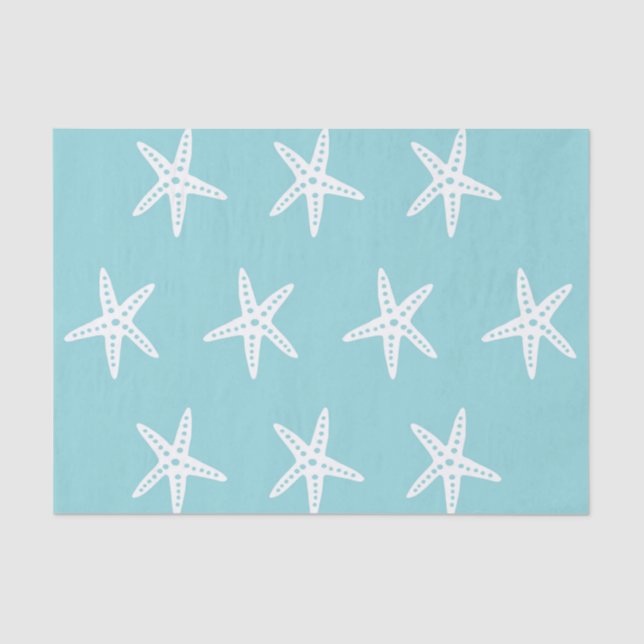 Papel De Seda Arranjo para Decodificação de Starfish Azul Branco (Frente )