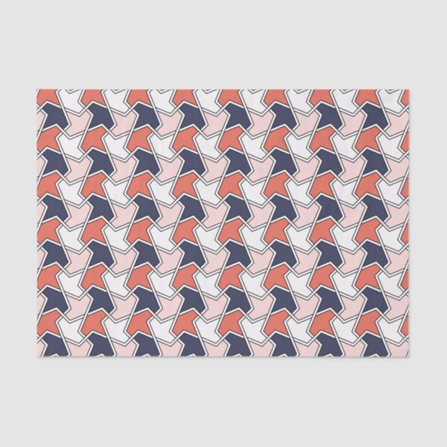 Papel De Seda Arrows Geométrica de Azul Branco Oriental (Frente )