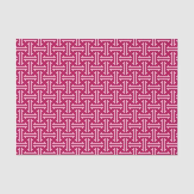 Papel De Seda Art Deco Chinês Fret, Fuchsia Rosa (Frente )