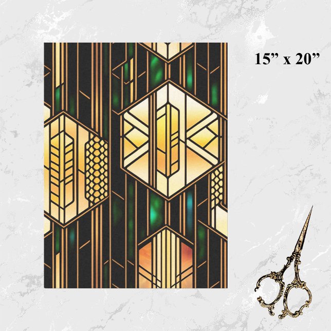 Papel De Seda Art Deco Dourado Vidro Trabalho de arte (Criador carregado)