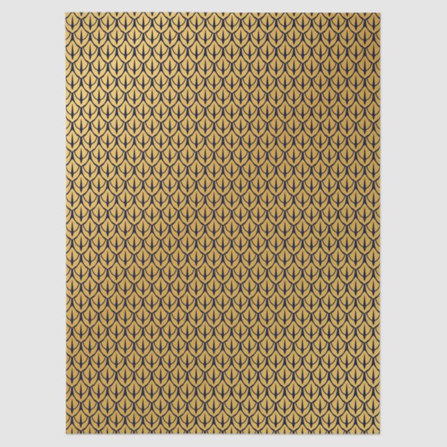 Papel De Seda Art Deco Dragon Scales - Blue and Gold Scales (Frente )