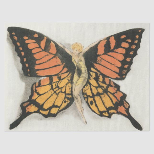Papel De Seda Art Deco Fairy Butterfly Woman Decoupage (Frente )
