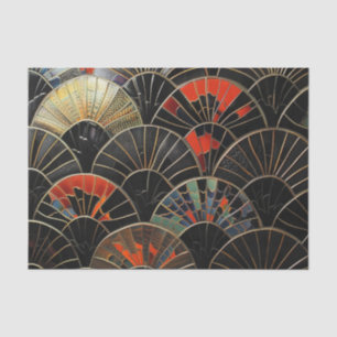 Papel De Seda Art Deco Fãs Laranja e Black Halloween