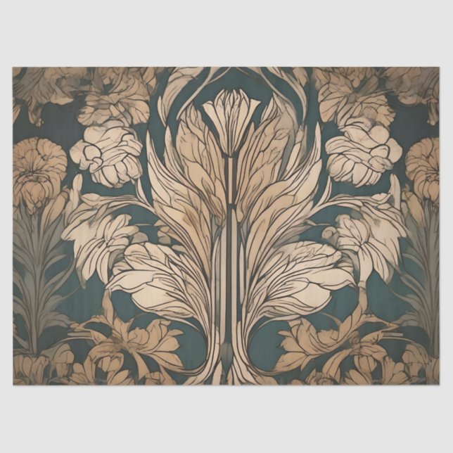 Papel De Seda Art Deco Floral Design (Frente )