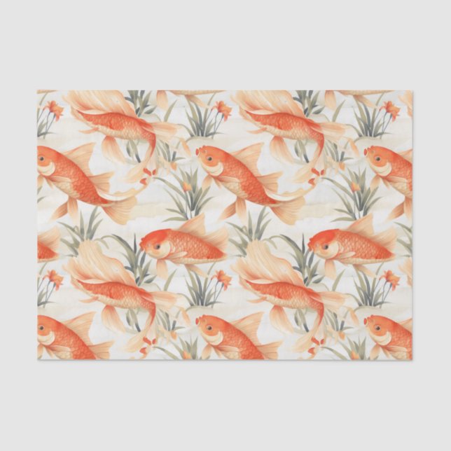 Papel De Seda Art Deco Koi Fish Decoupage (Frente )