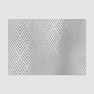 Papel De Seda Art deco metálico de Chevron das cinzas de prata