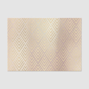 Papel De Seda Art deco metálico Dourado de Chevron do rosa do