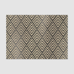 Papel De Seda Art deco metálico Dourado do VIP Chevron do preto