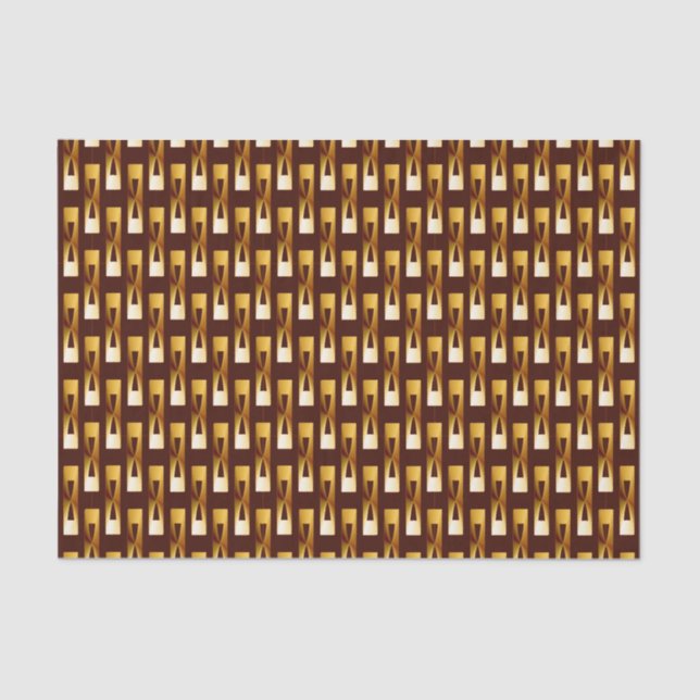 Papel De Seda Art Deco Metálico - Dourado e Chocolate (Frente )