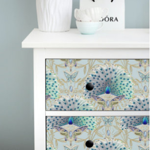 Papel De Seda Art Deco Nouveau Pavock Borboleta Azul