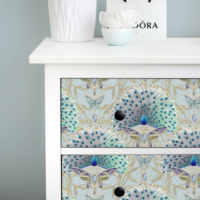 Papel De Seda Art Deco Nouveau Pavock Borboleta Azul (Criador carregado)