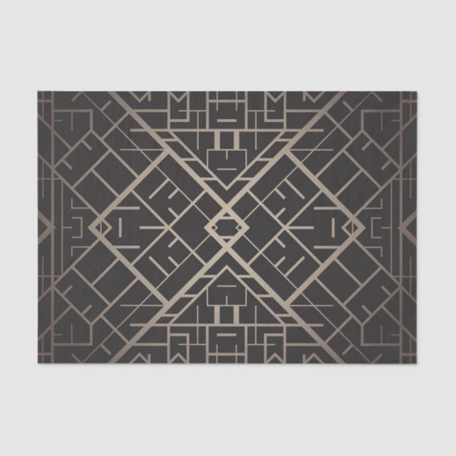Papel De Seda Art deco, nouveau, prata, preto, elegante, chique, (Frente )