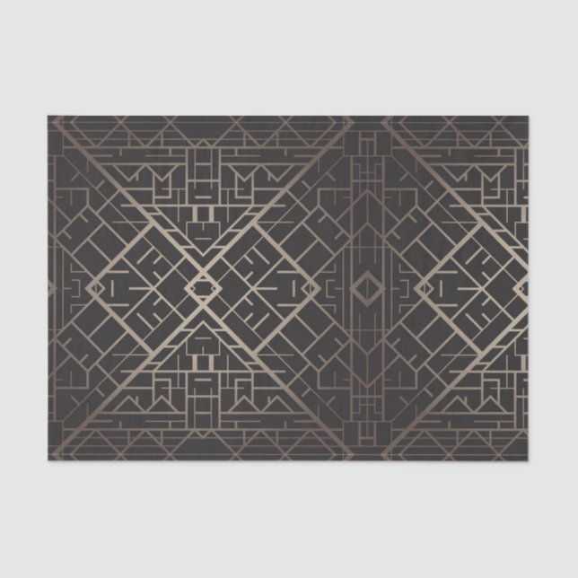 Papel De Seda Art deco, nouveau, prata, preto, elegante, chique, (Frente )