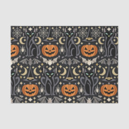 Papel De Seda Art Deco Orange Carved Pumpkins