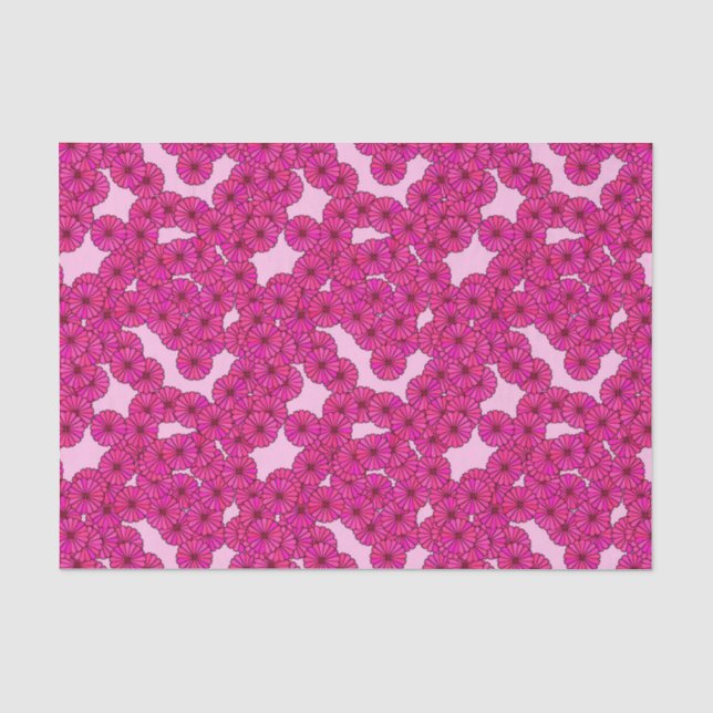 Papel De Seda Art Deco - padrão de flores - magenta a rosa (Frente )