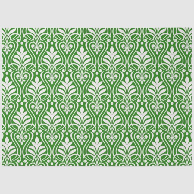 Papel De Seda Art Deco Pattern 01 - White on Forest Green (Frente )