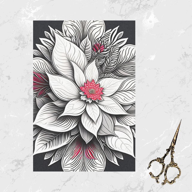 Papel De Seda Art Deco Red Poinsettia Linha de Natal Desenho (Criador carregado)