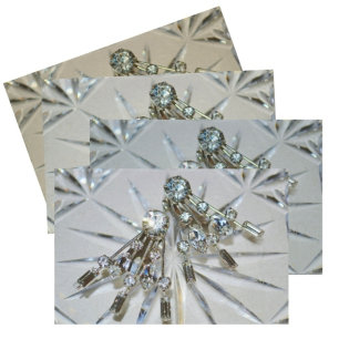 Papel De Seda Art Deco Rhinestones Cinzas de Silva Glamorosa