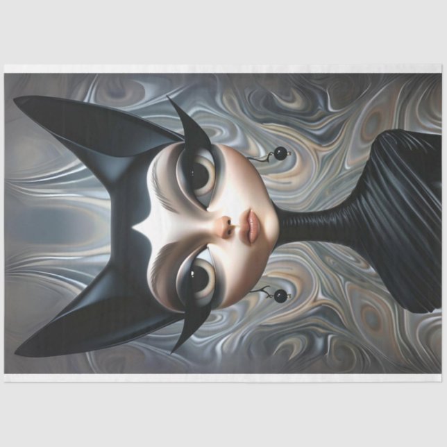 Papel De Seda Art Deco Sphinx Dissociação de Gatos Sofisticada (Frente )