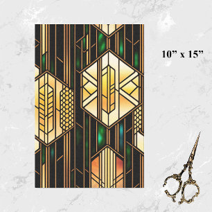 Papel De Seda Art Deco Vidro Dourado Trabalho de arte Pequeno