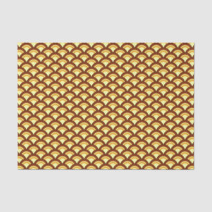 Papel De Seda Art Deco wave pattern - chocolate e amarelo