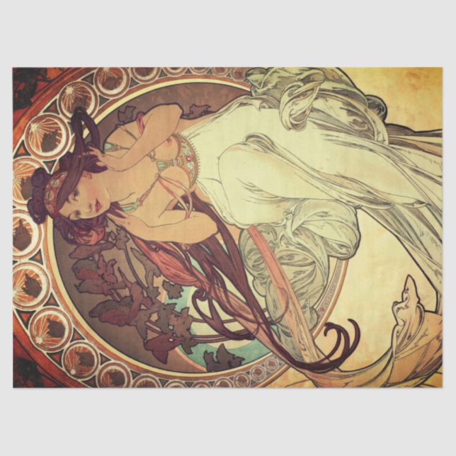 Papel De Seda Art nouveau Alphonse Mucha elegant music muse (Frente )