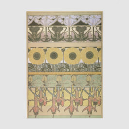 Papel De Seda Art nouveau alphonse mucha fuschia sunflower flora