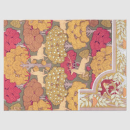 Papel De Seda Art nouveau autumn trees and deer Vintage fall