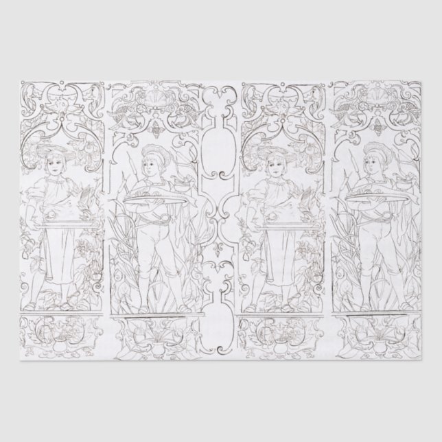 Papel De Seda Art Nouveau Black White Cooks Decoupage (Frente )