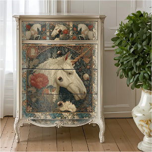 Papel De Seda Art Nouveau Botânico William Morris Style Unicorn