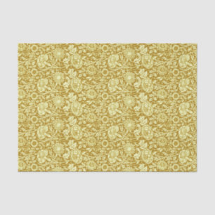 Papel De Seda Art Nouveau Carnação Damask, Mostarda e Amarelo
