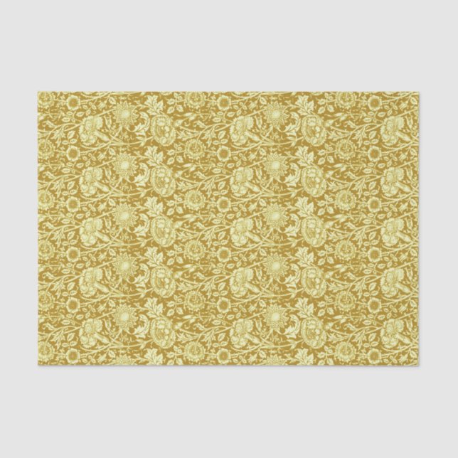 Papel De Seda Art Nouveau Carnação Damask, Mostarda e Amarelo (Frente )