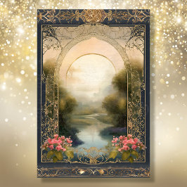 Papel De Seda Art Nouveau Castelo Rococo Marinho Ephemera 5A Dou