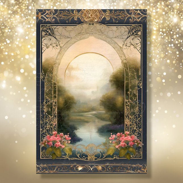 Papel De Seda Art Nouveau Castelo Rococo Marinho Ephemera 5A Dou (Criador carregado)