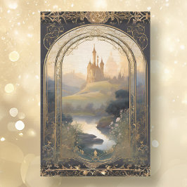 Papel De Seda Art Nouveau Castle Rococo Black n Dourada Ephemera