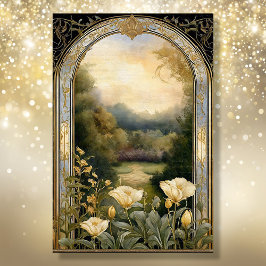 Papel De Seda Art Nouveau Cream Floral Blue n Ephemera 2A Dourad