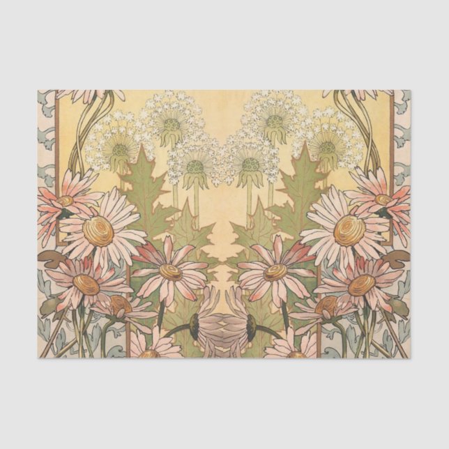 Papel De Seda art nouveau daisy e dandelion 4 (Frente )