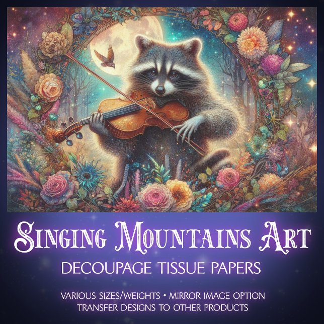 Papel De Seda Art Nouveau Fantasy Forest Raccoon Decoupage (Criador carregado)