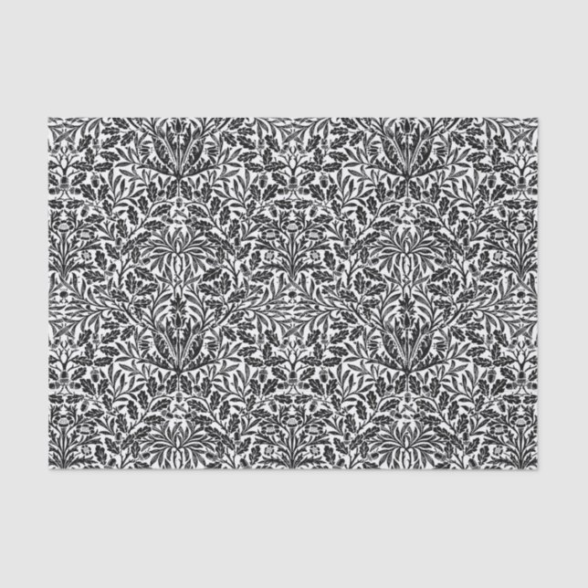 Papel De Seda Art Nouveau Floral Damask, Black and White (Frente )