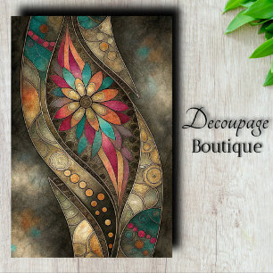 Papel De Seda Art Nouveau Floral Dourado Verde-água Decoupage